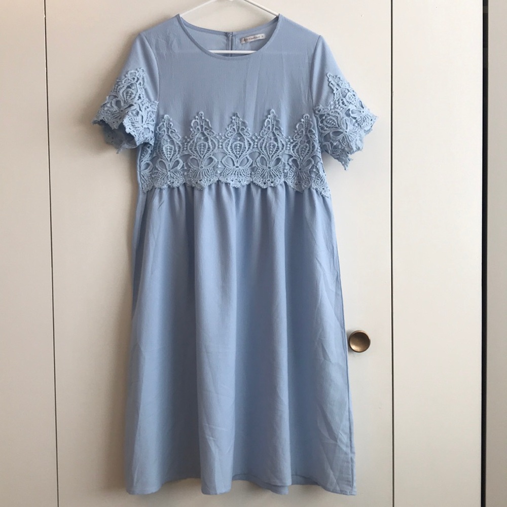 Blue lace called to surf dress